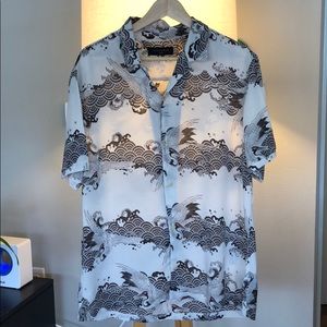 AllSaints Short Sleeve Revere Shirt Large